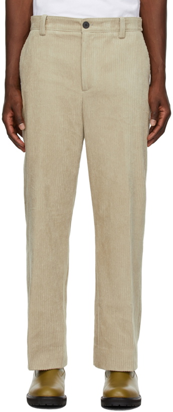 Photo: Solid Homme Buttoned-Tab Corduroy Trousers