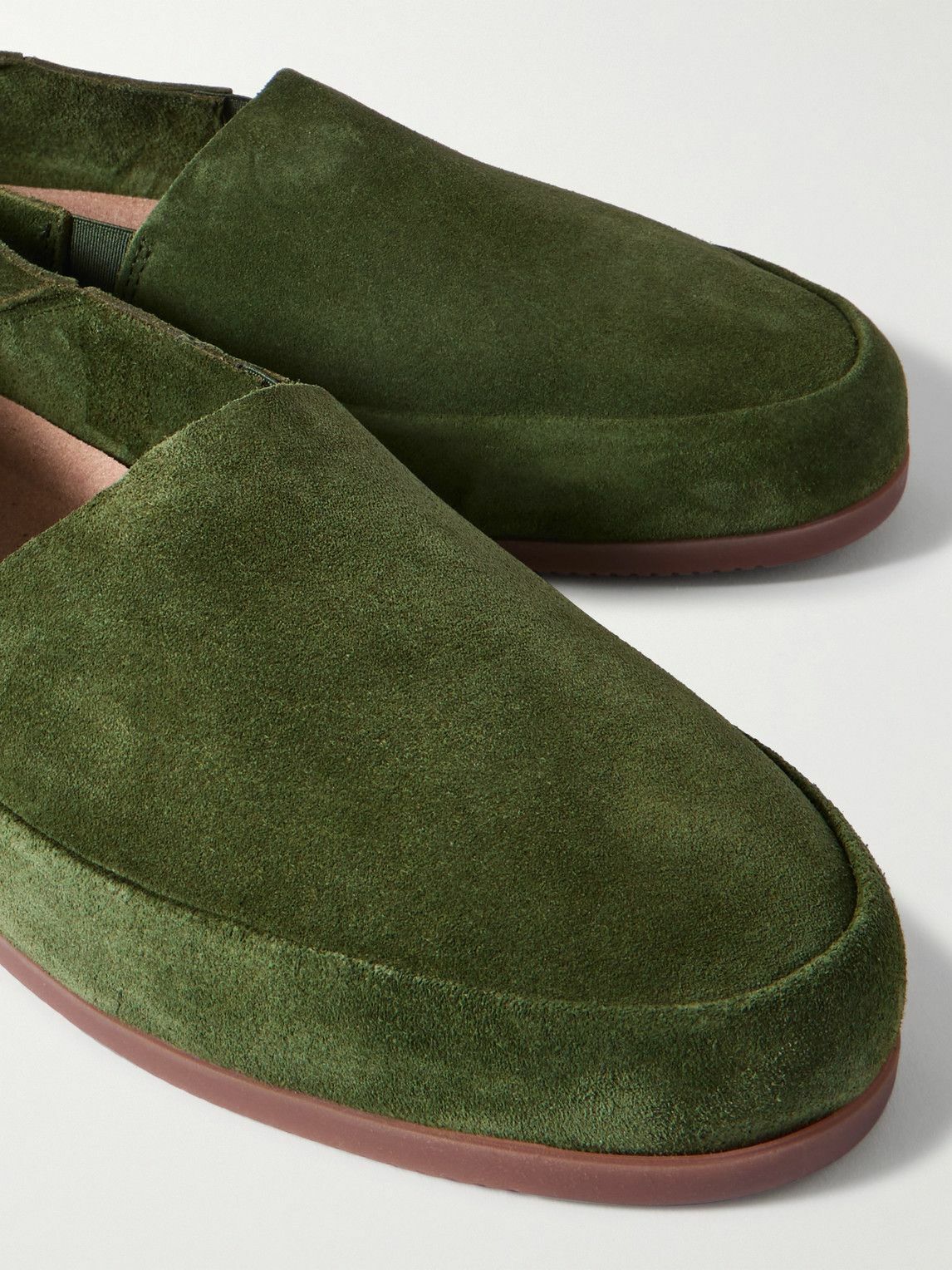 Mulo - Collapsible-Heel Suede Loafers - Green