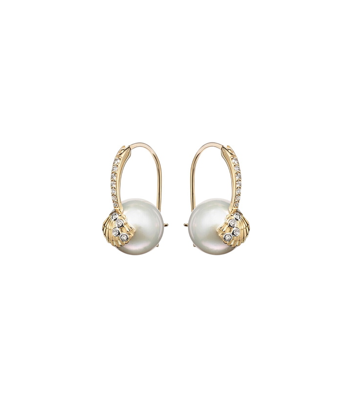 Photo: Sydney Evan 14kt gold (585/1000) earrings with pearls and diamonds