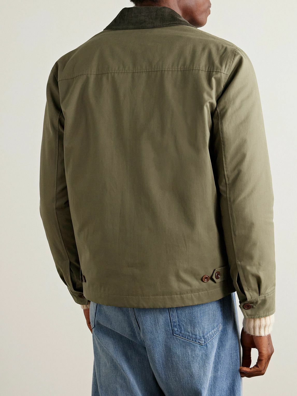Hartford - Daren Cotton-Corduroy Trimmed Canvas Jacket - Green