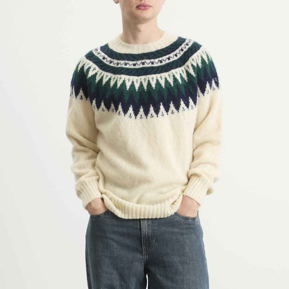 Howlin by Morrison Men's Howlin' Magician In The Mountain Fair Isle Jumper in Ecru