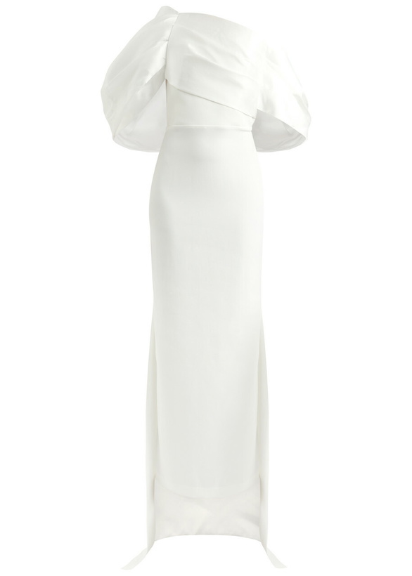 Photo: Solace London Raye Draped Satin and Crepe Gown Cream