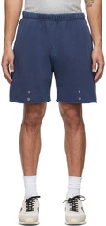 Les Tien Blue Snap Front Shorts