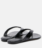 Le Monde Béryl Croc-effect leather thong sandals