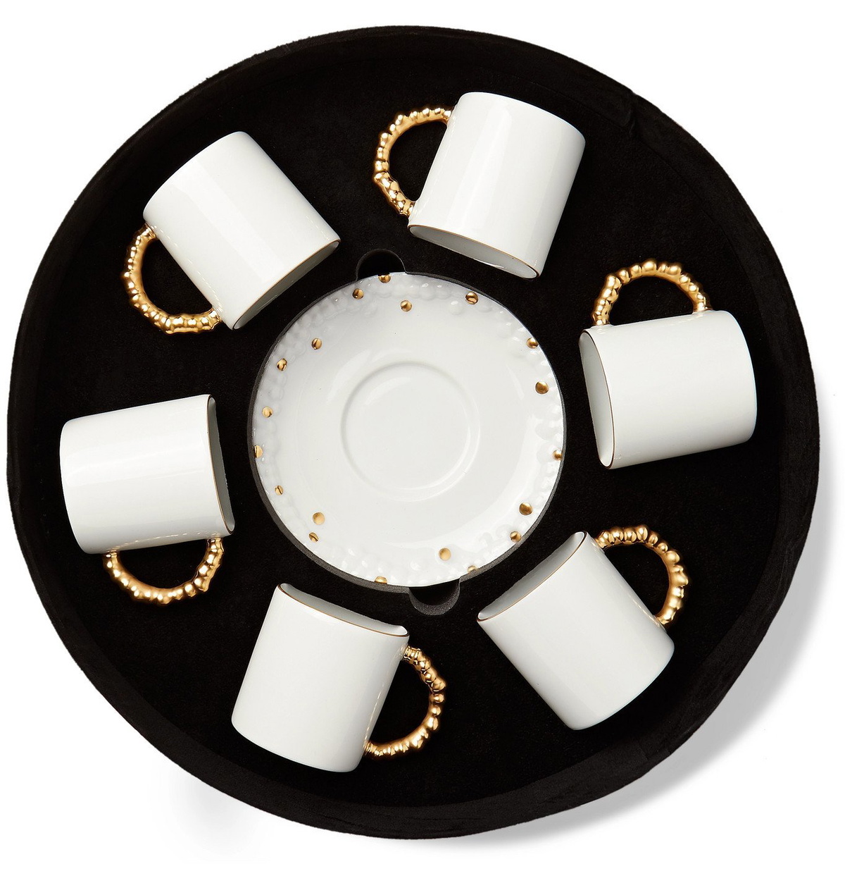 Mojave set of 6 espresso cups and saucers in white - L Objet