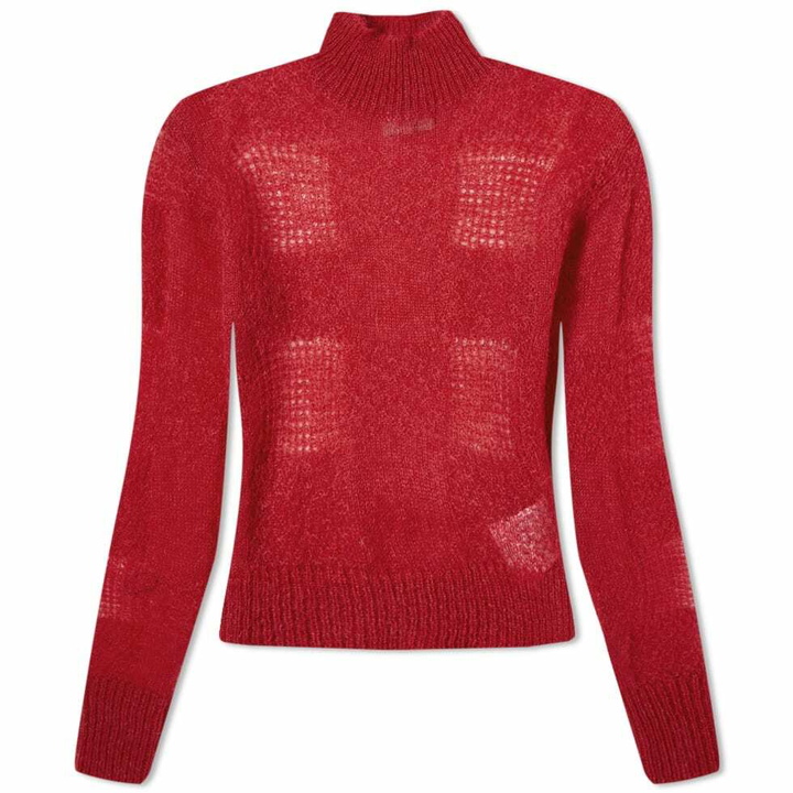 Photo: Daniëlle Cathari Women's x Woolrich Open Knit Top in Cherry Red