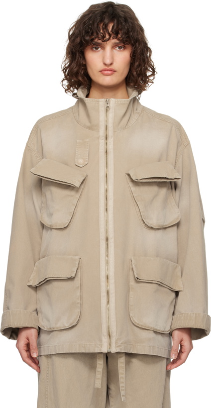 Photo: OPEN YY Beige Cargo Pocket Field Jacket