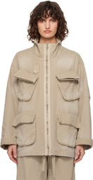 OPEN YY Beige Cargo Pocket Field Jacket