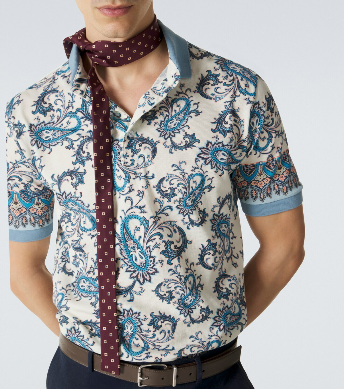 Etro Paisley cotton piqué polo shirt