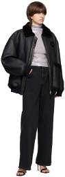 J6 Black Oversized Shearling Jacket