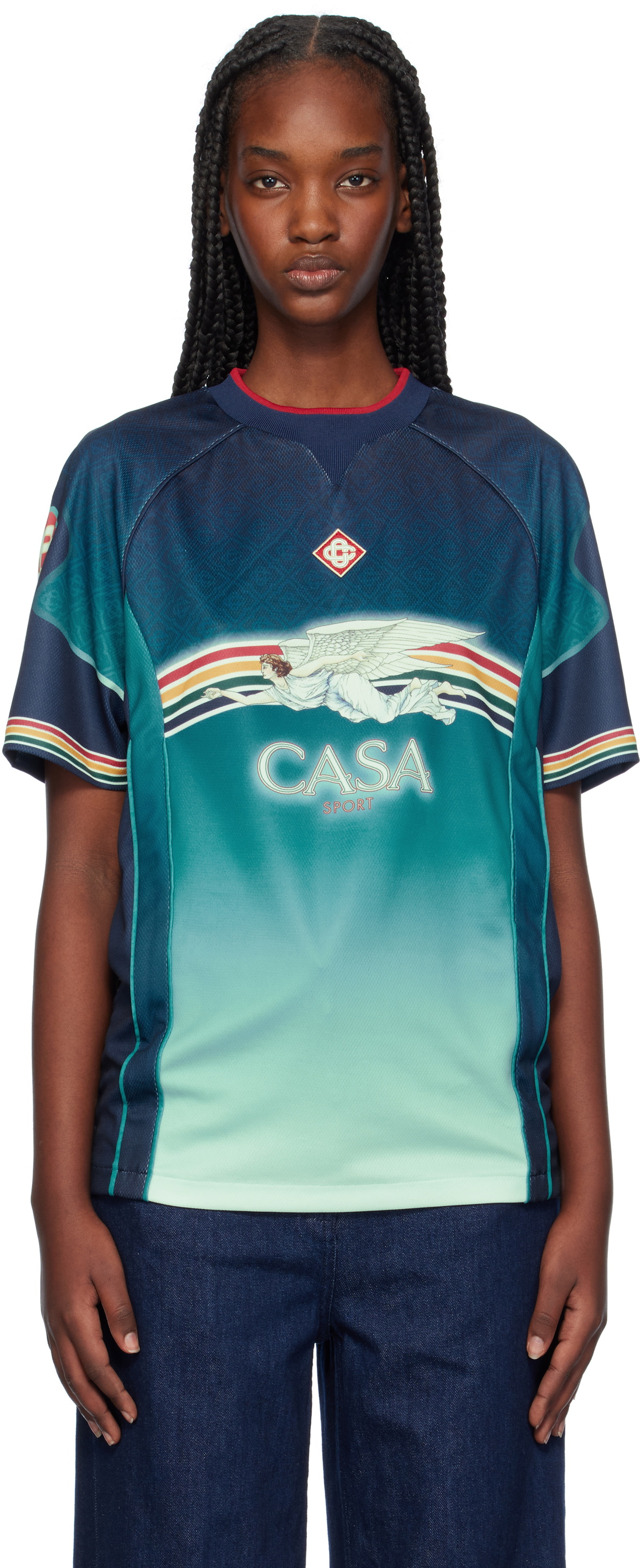 Casablanca Blue Printed Football T-shirt