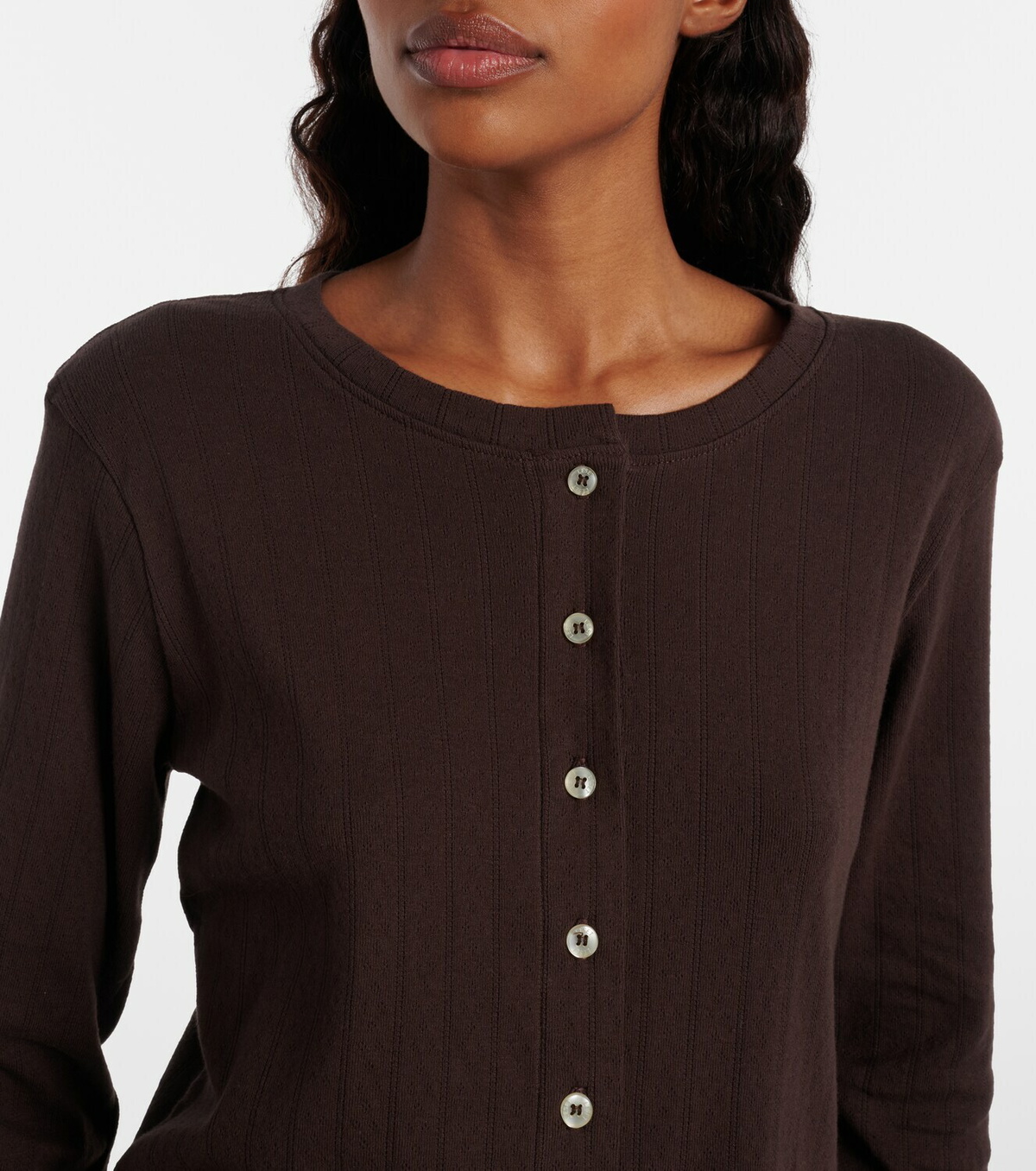Leset Pointelle cotton cardigan