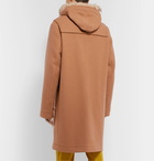 Acne Studios - Shearling-Trimmed Brushed Wool-Blend Hooded Duffel Coat - Neutrals