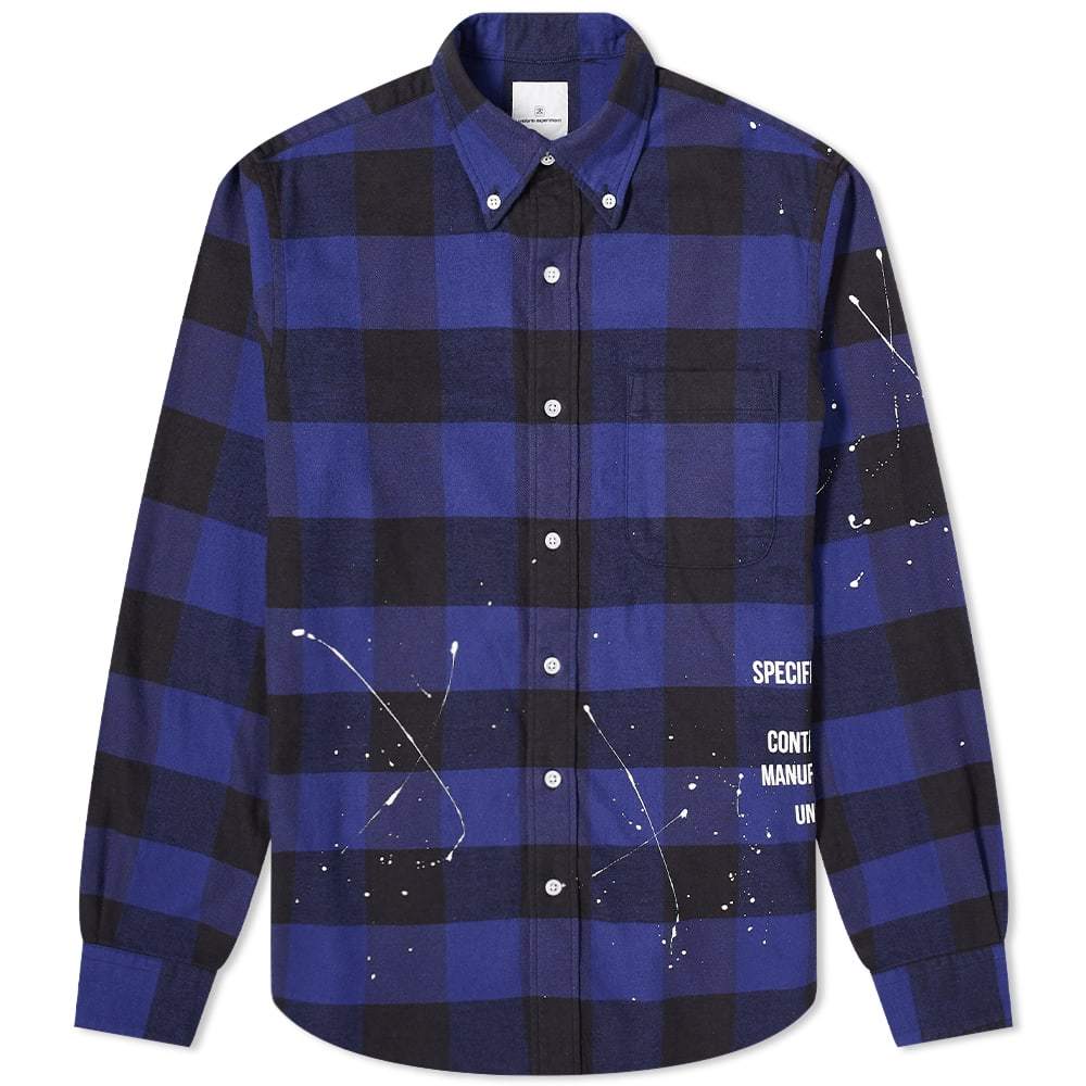 Uniform Experiment Flannel Check Button Down Dripping Shirt