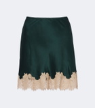 Dôen Giulietta lace-trimmed silk satin miniskirt