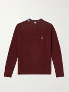 LOEWE - Anagram Embroidered Wool-Blend Sweater - Burgundy