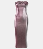 Area Floral-appliqué lamé midi dress