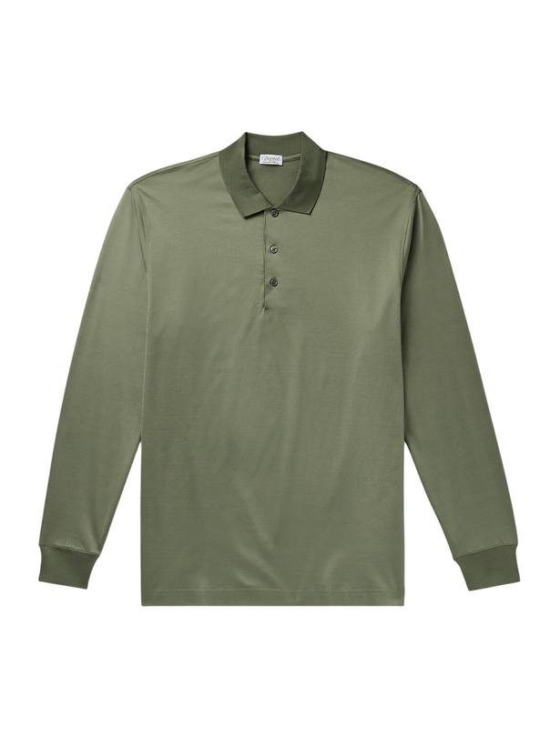 Photo: Charvet - Cotton-Sateen Polo Shirt - Green