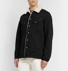 Nudie Jeans - Lenny Faux Shearling-Lined Organic Denim Trucker Jacket - Black