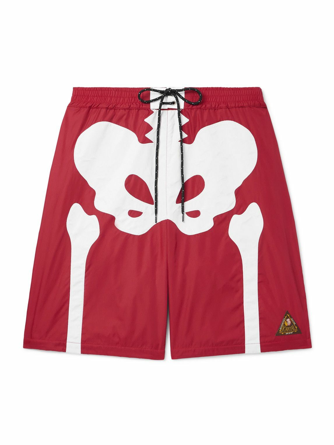 KAPITAL - Straight-Leg Long-Length Panelled Swim Shorts - Red