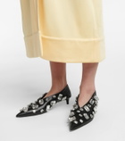 Jil Sander Crystal-embellished leather pumps