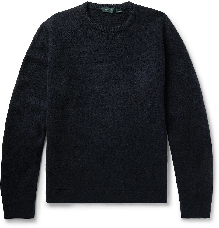 Photo: Incotex - Brushed Wool and Cashmere-Blend Sweater - Blue