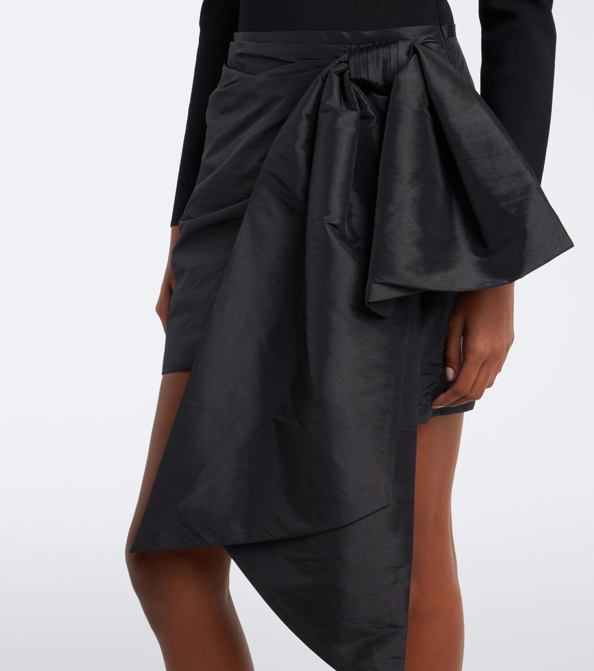Simkhai Bow-detail knitted taffeta minidress