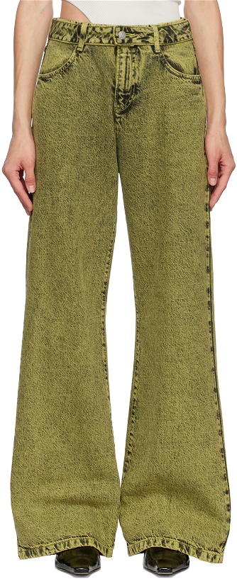 Photo: AVAVAV Green Integrated Belt Jeans
