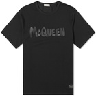 Alexander McQueen Men's Graffiti Logo T-Shirt in Black