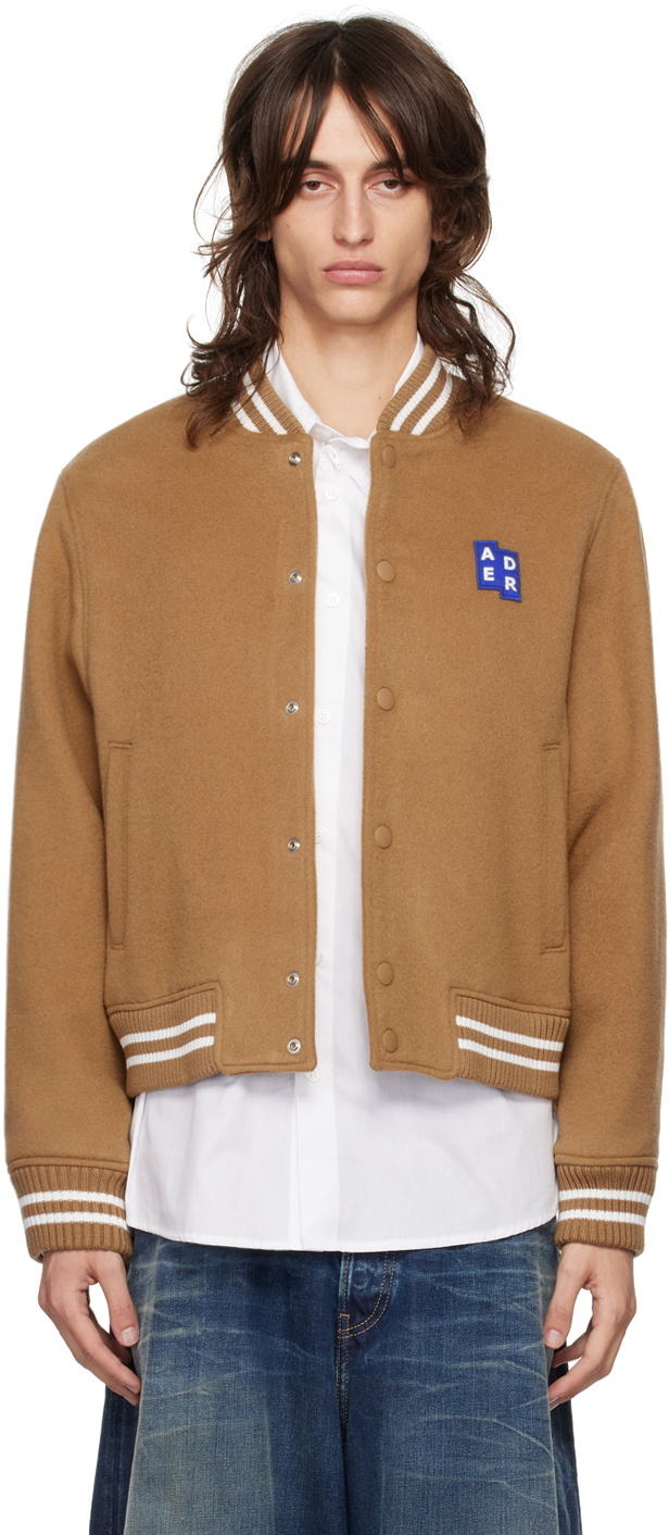 ADER error Beige TRS Tag Varsity Bomber Jacket