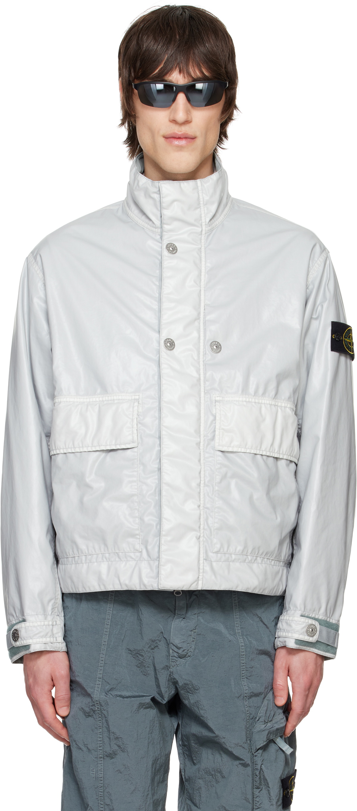 Stone Island Gray Mussola Gommata-TC Jacket Stone Island