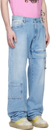 1017 ALYX 9SM Blue Asymmetric Denim Cargo Pants