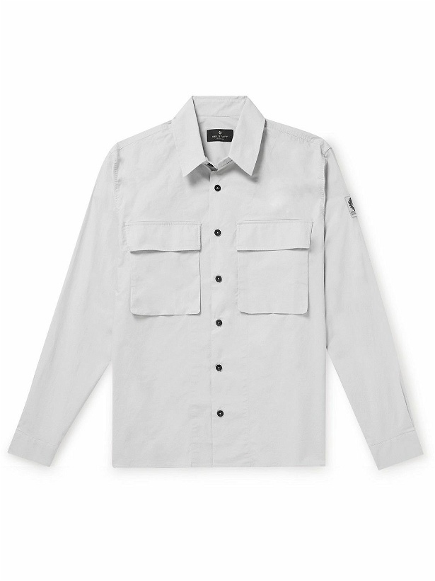 Photo: Belstaff - Caster Logo-Appliquéd Stretch-Cotton Poplin Shirt - Gray