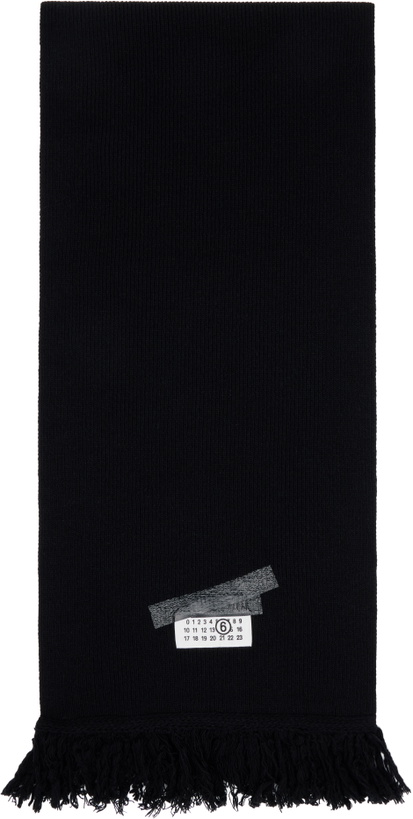 Photo: MM6 Maison Margiela Black Taped Label Wool Scarf