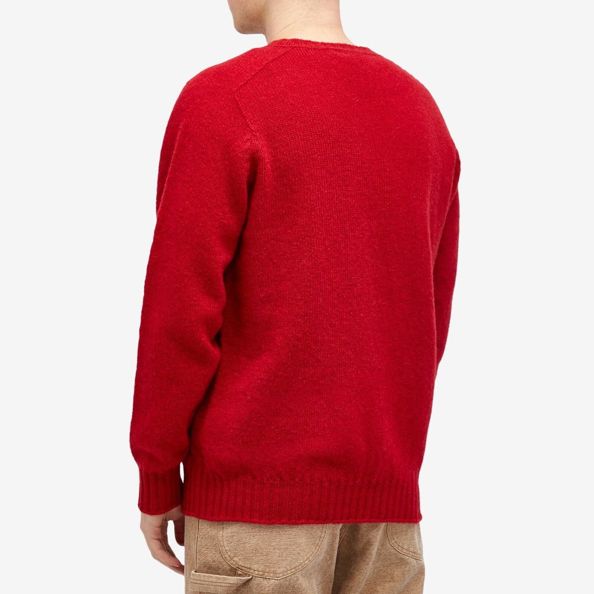 Jamieson's of Shetland Men's Crew Knit in Crimson