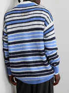 Marni - Logo-Embroidered Striped Mohair-Blend Cardigan - Blue