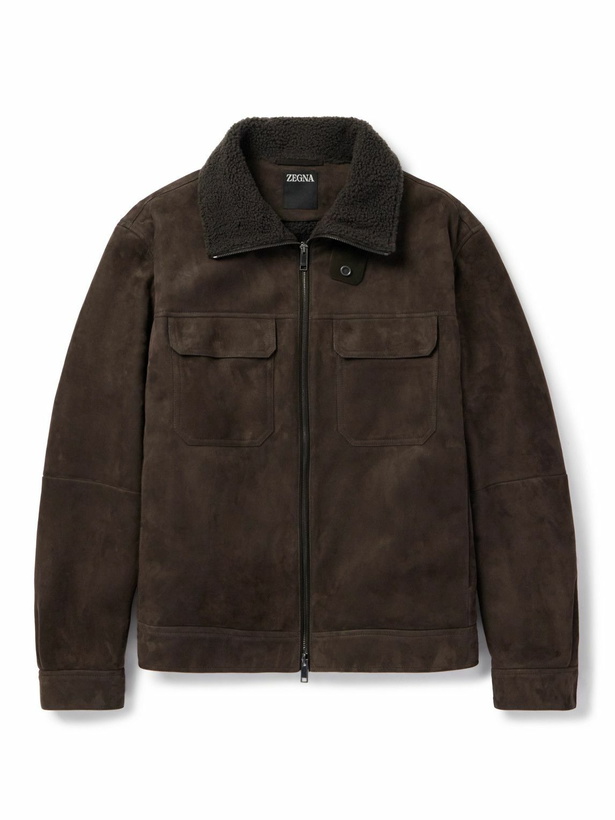 Photo: Zegna - Shearling Trucker Jacket - Brown