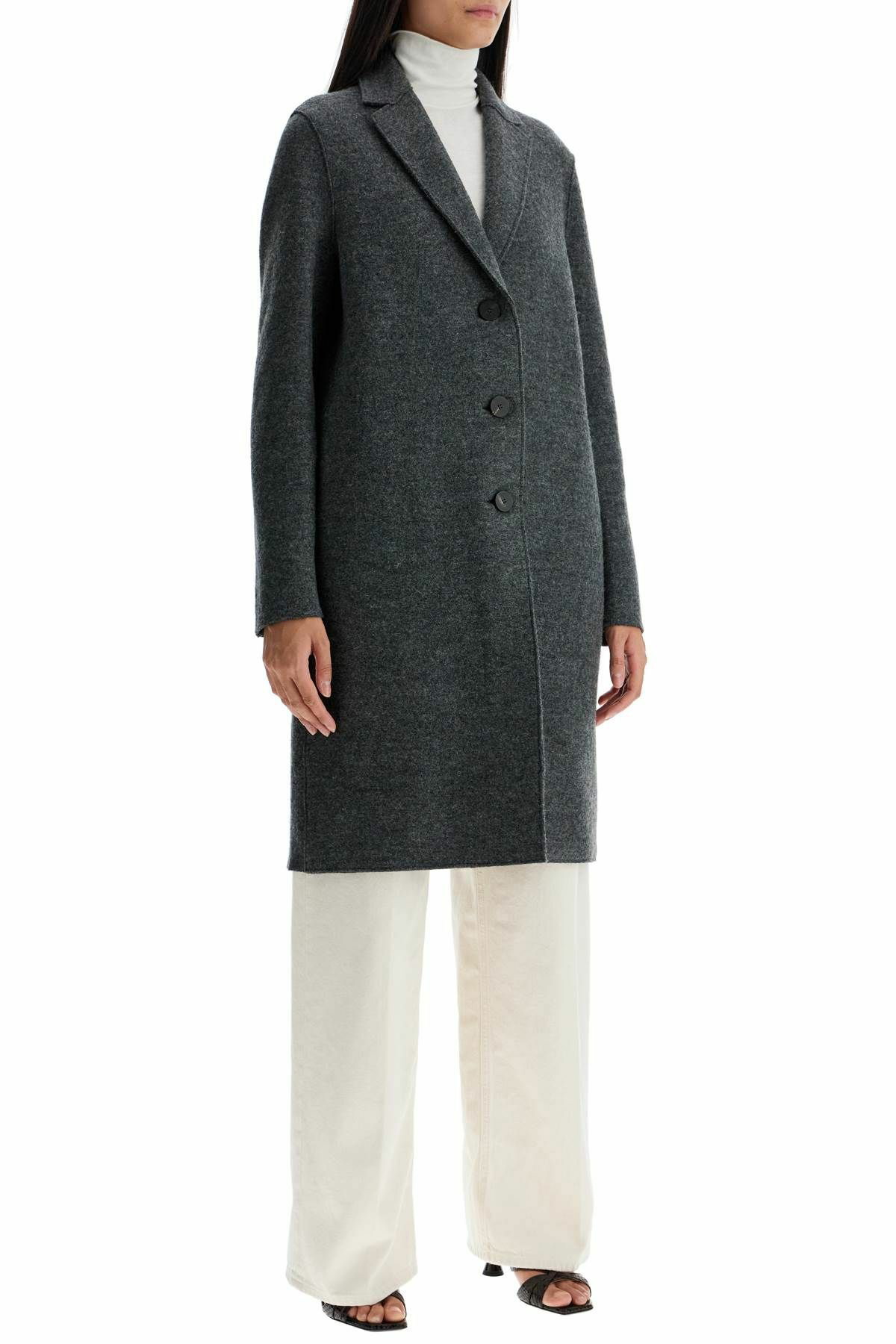 コート HARRIS WHARF LONDON single-breasted wool coat in boiled HARRIS WHARF LONDON single-breasted wool coat in boiled Grey