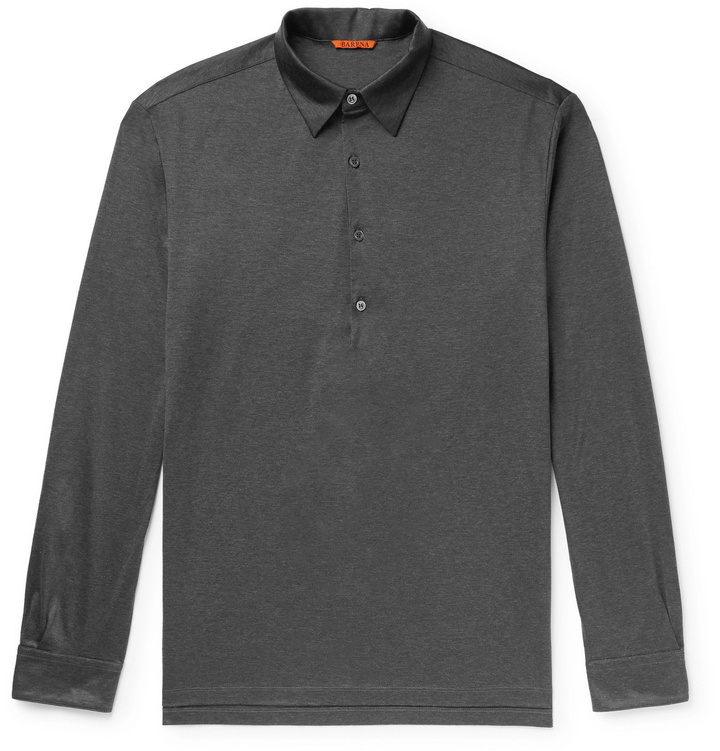 Photo: Barena - Matana Mélange Wool-Blend Polo Shirt - Gray