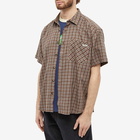 Polar Skate Co. Men's Short Sleeve Mitchell Flannel Shirt in Brown/Blue