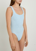 Hunza G Square-neck Crinkle Swimsuit - Light Blue - One Size
