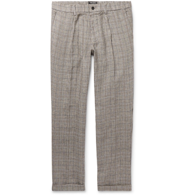 Photo: Todd Snyder - Grey Slim-Fit Checked Linen Trousers - Gray
