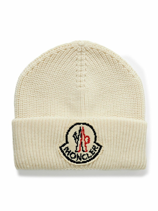 Photo: Moncler - Logo-Appliquéd Ribbed Virgin Wool Beanie