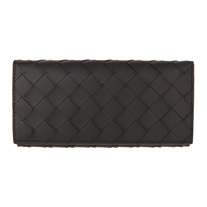 Photo: Bottega Veneta Black Intrecciato Continental Wallet