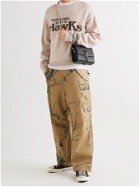 Reese Cooper® - Cropped Hunting with Hawks Virgin Wool Intarsia Sweater - Neutrals