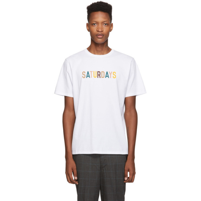 Photo: Saturdays NYC White Multicolor Logo T-Shirt