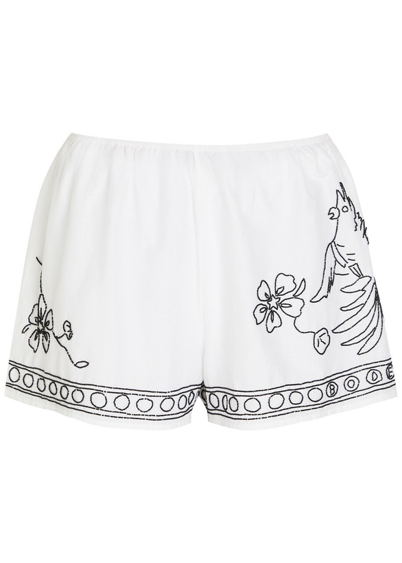 Photo: Bode Cockatoo Beaded Cotton and Silk-blend Shorts White