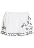 Bode Cockatoo Beaded Cotton and Silk-blend Shorts White