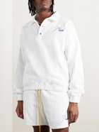 Rhude - Logo-Embroidered Cotton-Terry Polo Shirt - White