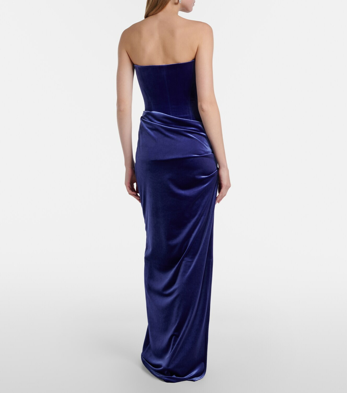 Alex Perry Draped velvet bustier gown
